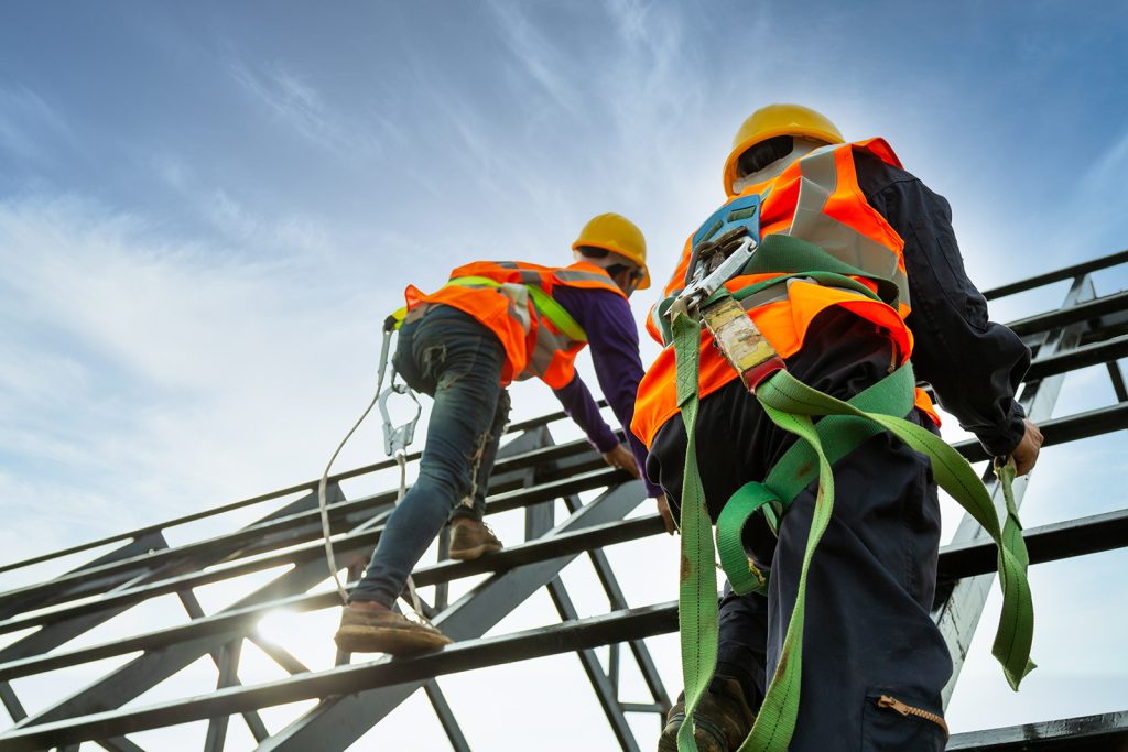 Construction workers working at height