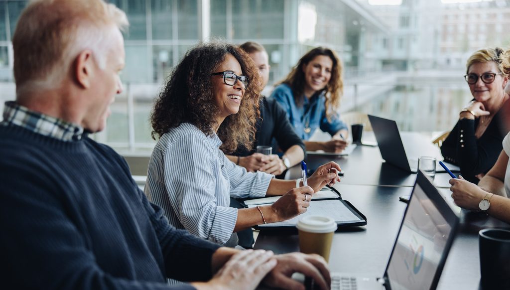 Multiracial business people having meeting