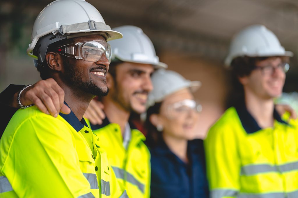 worker wearing safety helmet