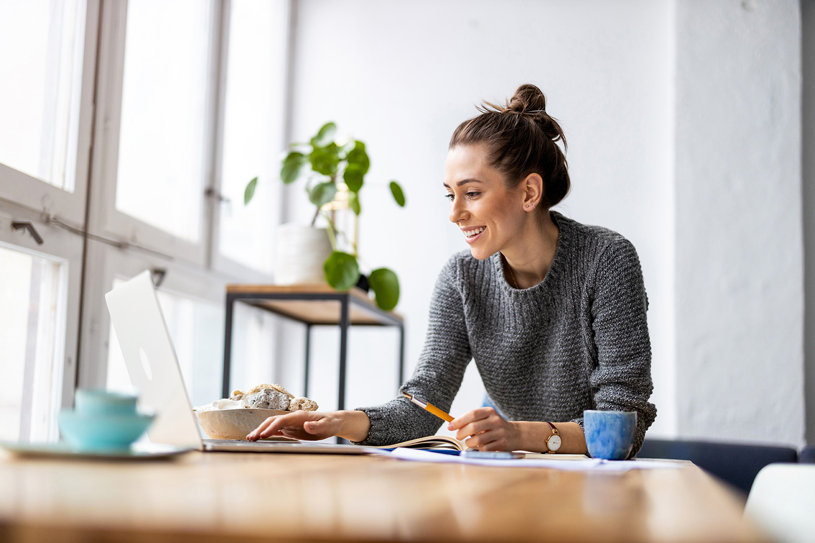 Woman working on her laptop